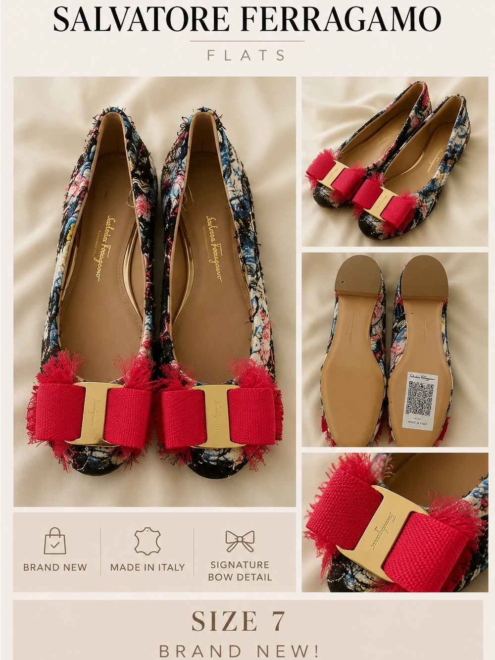 NEW! SALVATORE FERRAGAMO FLATS